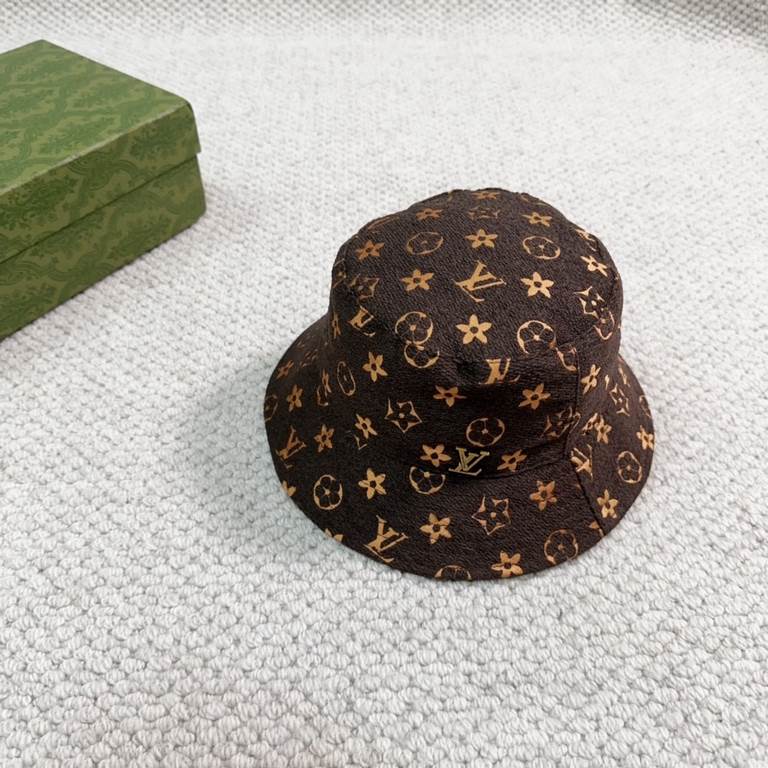 LV Louis Vuitton original single embroidered fisherman's hat counter hot models cotton lining, light and breathable. Perfect version of the grid accurate, original quality, exclusive physical shooting, men and women appl