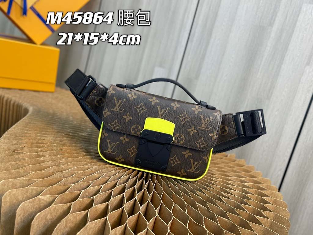 Top quality original [Exclusive background] Model No. M45864 Size 21x15x4CM    This new S Lock Sling handbag is fitted with a magnetic closure inspired by Louis Vuitton's traditional suitcase closure to keep your persona