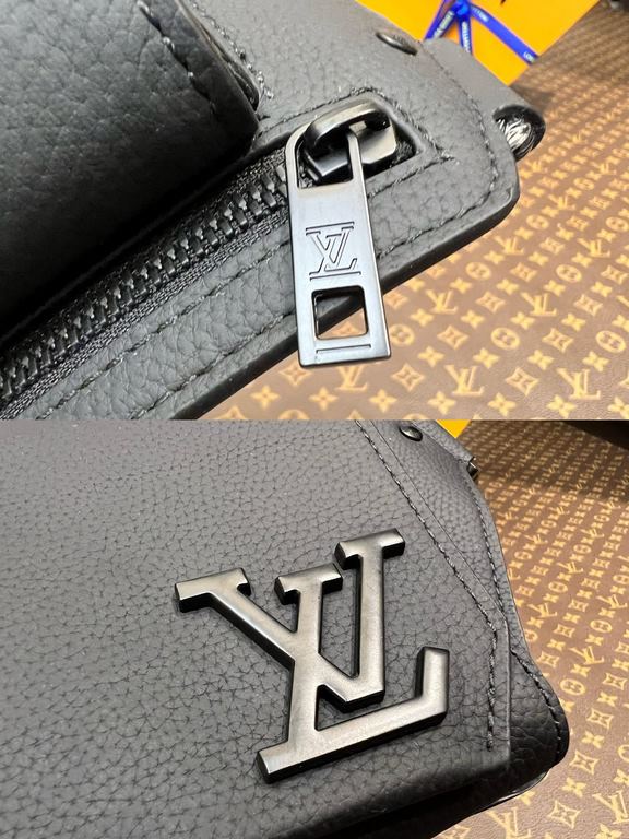 M57081 The new LV Aerogram shoulder bag is a minimalist design in fine grained calf leather that frees up the hands of trendsetters, with a metallic LV logo and a shoulder strap derived from the brand's traditional trunk