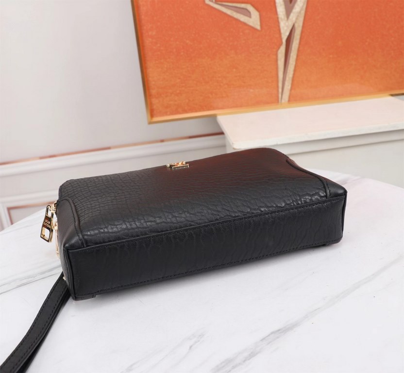 Top counter rats high-end goods 2023 latest hot models LV double zipper imported head layer cowhide clutch bag hot models a large number of shipments, clamoring counter goods   top original single goods   paper talking a