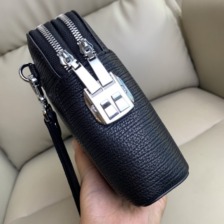 Top counter rats high-end goods 2024 latest hot models LV double zipper password lock imported head layer cowhide clutch bag fire models a large number of shipments, clamoring counter goods   top original single goods   