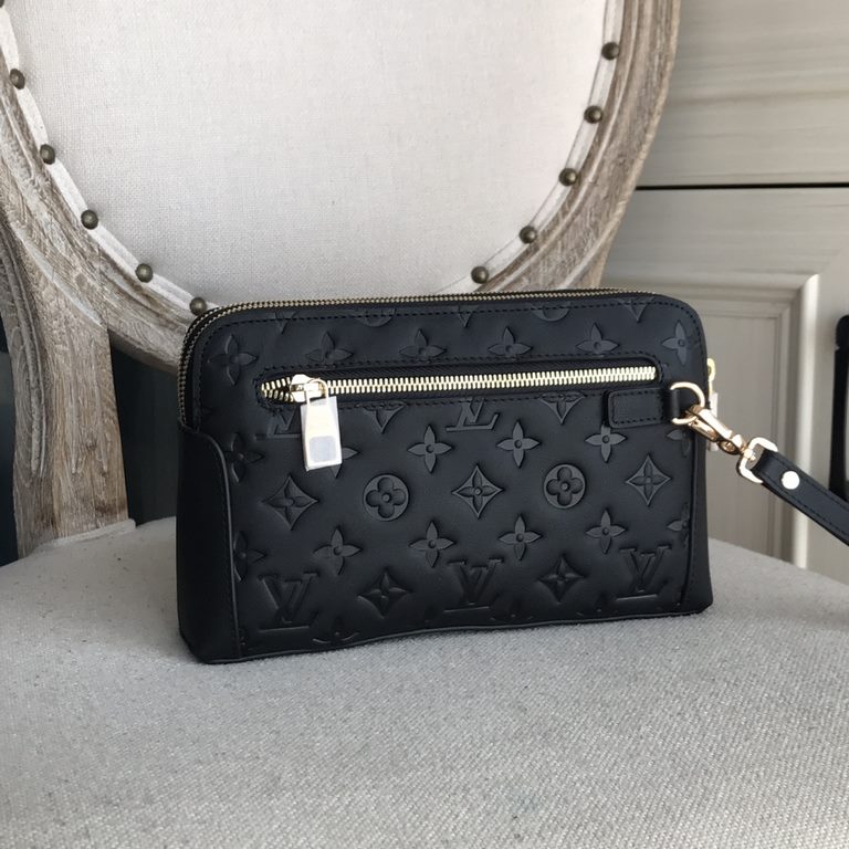 Top counter rats high-end goods 2022 latest hot models LV double zipper imported head layer cowhide clutch bag hot models a large number of shipments, clamoring counter goods   top original single goods   paper talking a