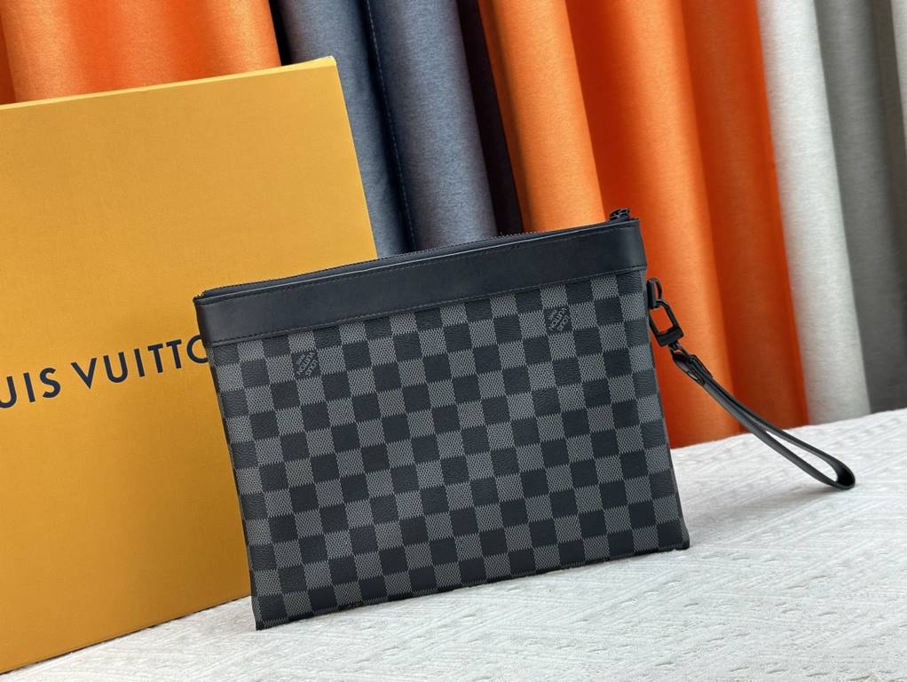 M81848 M81569 M82079 Exclusive! From Louis Vuitton's late 2022 Room with a View collection, the To-Go clutch is a poetic sunrise on Monogram Eclipse canvas, with floating clouds spelling out the LV logo and a vision of a