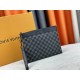 M81848 M81569 M82079 Exclusive! From Louis Vuitton's late 2022 Room with a View collection, the To-Go clutch is a poetic sunrise on Monogram Eclipse canvas, with floating clouds spelling out the LV logo and a vision of a