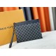 M81848 M81569 M82079 Exclusive! From Louis Vuitton's late 2022 Room with a View collection, the To-Go clutch is a poetic sunrise on Monogram Eclipse canvas, with floating clouds spelling out the LV logo and a vision of a