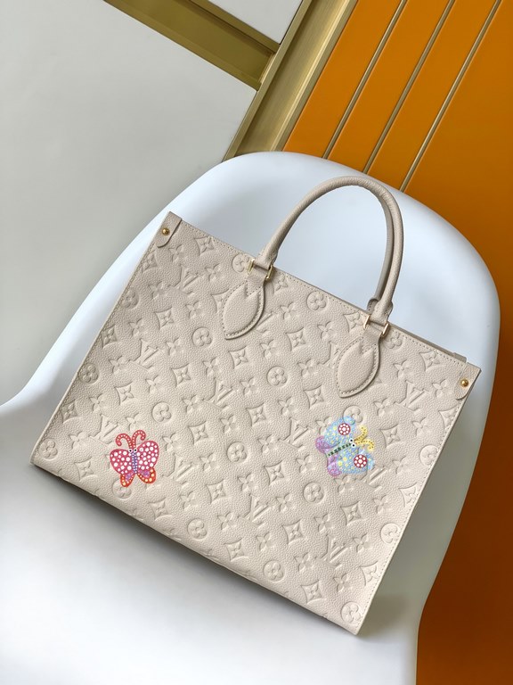 M46416 Black Beige Floral , New, Full Leather Quad Bags Mommy Bags Collection On the go MM Handbags The LV x Yayoi Kusama collection in Louis Vuitton attracts the eye with its delicate floral motifs, LV x YK Onthego MM. 