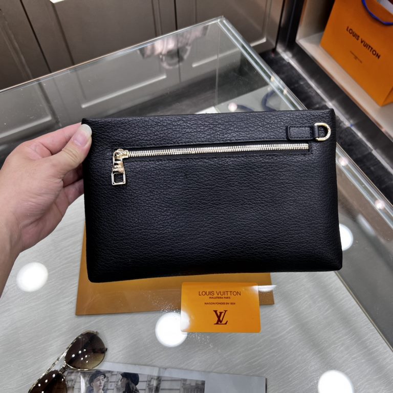 LV  Counter synchronization new models  Italian origin Royal brand   Extraordinary enjoyment men's clutch bag  Preferred original grain cowhide   Incorporated into the original single hardware Absolute   Explosion of the