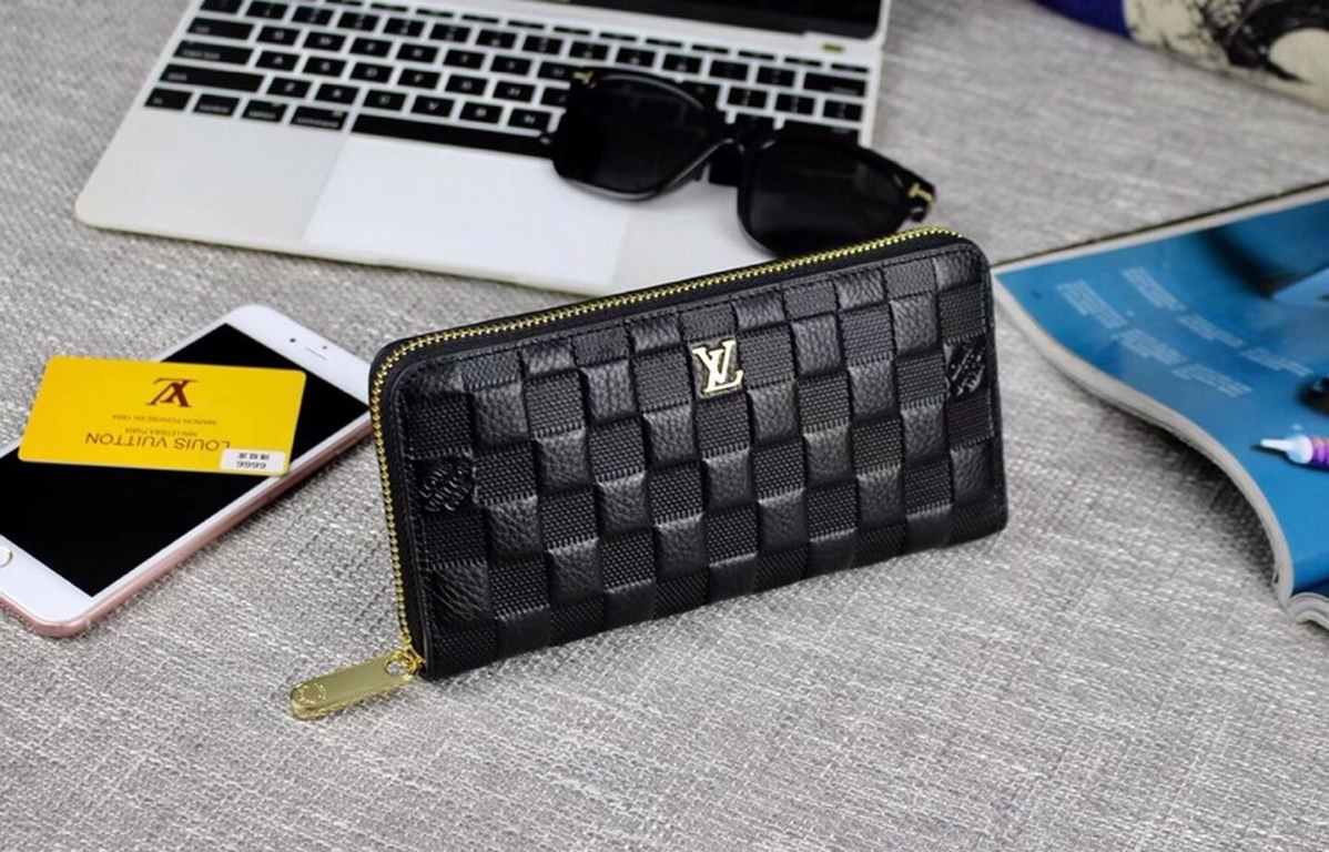 () [Original] LV Louis Vuitton  [Model] 666032 small wallet [Size] 19-10-2.5cm [Color] black high-end quality (original authentic) [Material] LV counter purchases classic  original imported   cowhide  authentic imported 