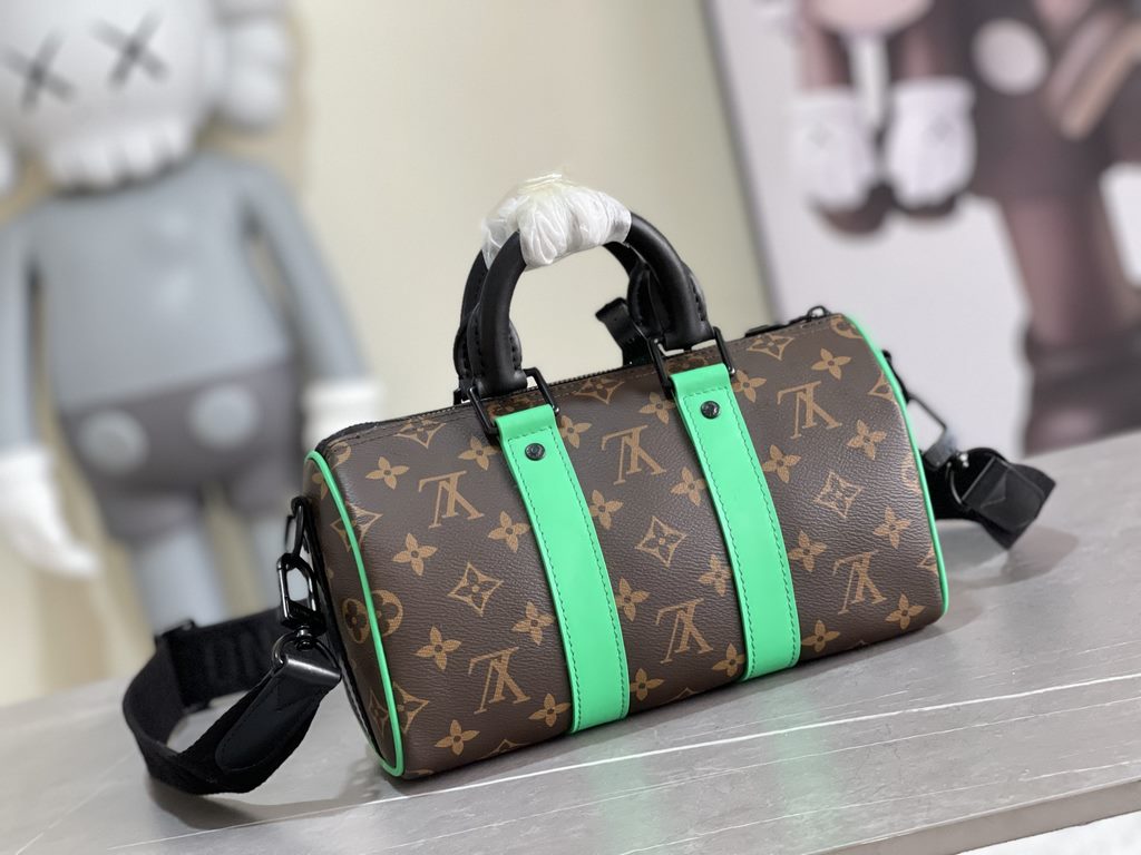 Exclusive to M20900, Louis Vuitton's iconic Keepall collection, the Monogram Macassar canvas is dipped in one of Virgil Abloh's signature brights, while the reinforced side straps and removable leather name tag continue 