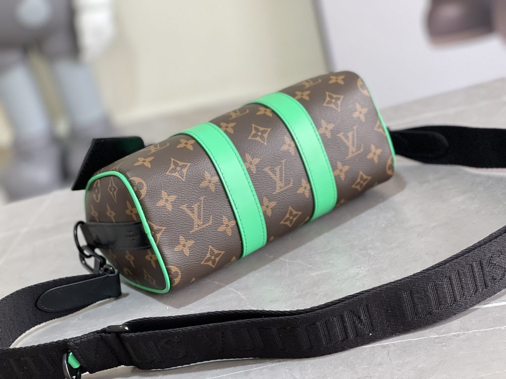 Exclusive to M20900, Louis Vuitton's iconic Keepall collection, the Monogram Macassar canvas is dipped in one of Virgil Abloh's signature brights, while the reinforced side straps and removable leather name tag continue 