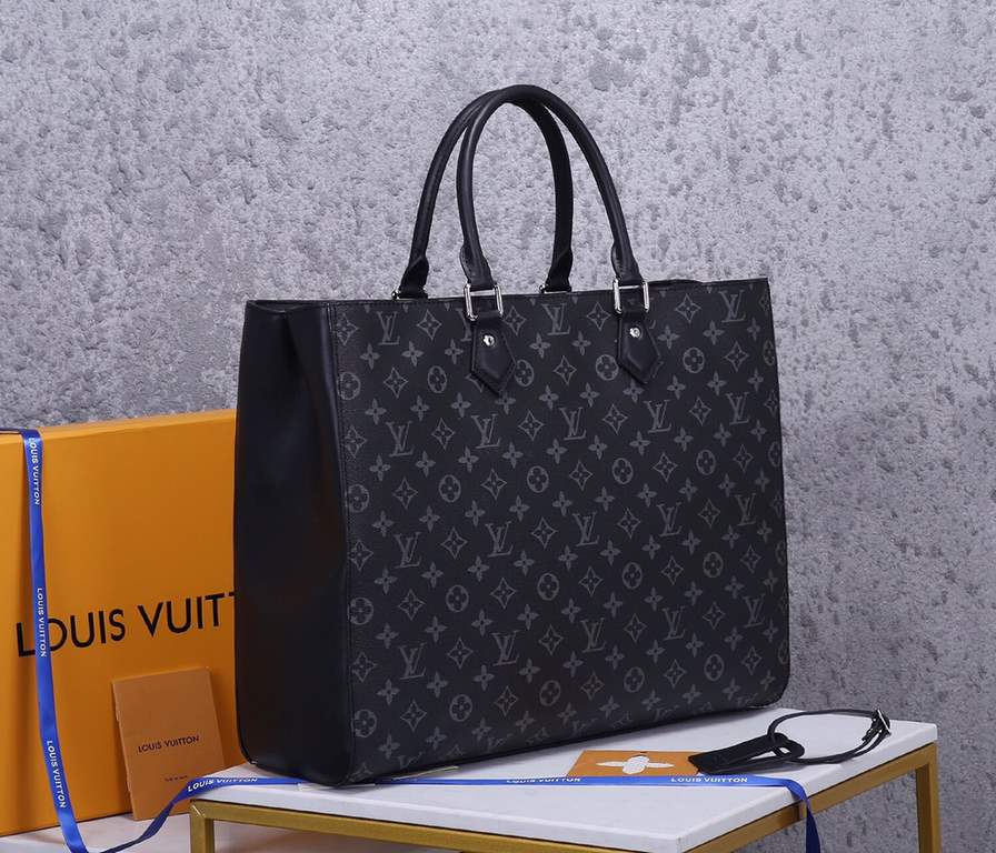 TOP ORIGINAL M44733GRAND SAC Handbag Inspired by Louis Vuitton's classic Sac Plat handbag from the 1960s, the Grand Sac handbag is given a new look in Monogram Eclipse canvas. It has plenty of space to organize your offi