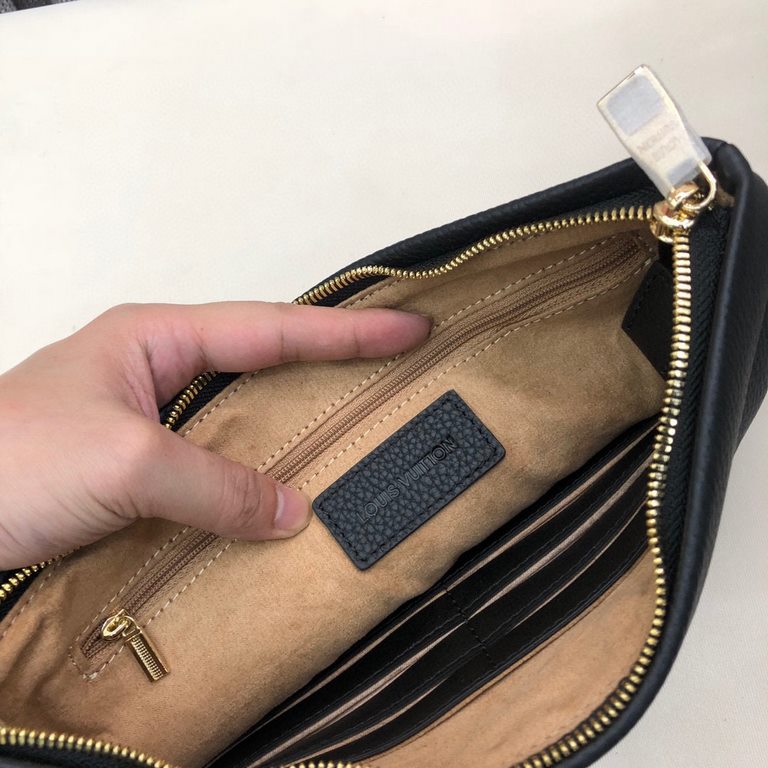 LV Strong]Fashion Casual Clip Bag    Imported Leather The market is the only home of a five sex gold Please recognize the quality quasi-quality Not the same amount of quality is not a kind of temperament,5175-5 Color Bla