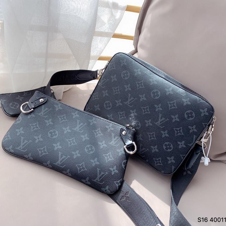 LV Louis Vuitton Limited Edition New MESSENGER Messenger Bag Men's Bag Set of three New MESSENGER The new model from the hands of Kim Jones, the artistic director of men's fashion This model is more man than before with 