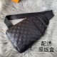 The latest style ＜LV＞ men's   chest bag   hot shipping   (physical photos   without adding any effect) original imported first layer cowhide   leather feel soft and comfortable   thoughtful design headphone cable drillin