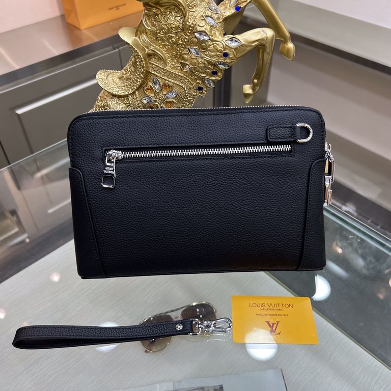 LOUIS VUITTON (Louis Vuitton   )   Haute Couture Men's Clutch Series Top imported cowhide leather production, with a combination lock, double pull design, senior tailor three-dimensional tailoring perfect version of the 