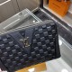 LOUIS VUITTON (Louis Vuitton   )   Haute Couture men's handbag series Top imported cowhide embossed, with a combination lock, double pull design, senior tailor three-dimensional tailoring perfect version of the hands on 