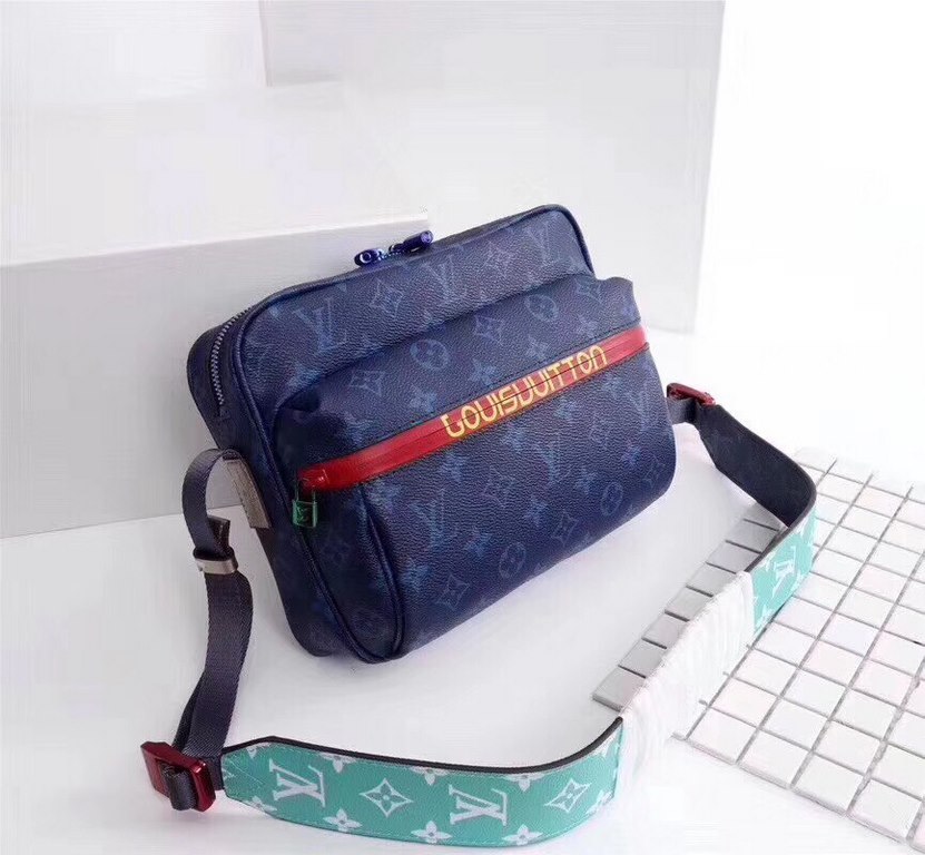 ... Latest, original development     The new Messenger small messenger bag from menswear art director Kim Jones is made of LV-coated canvas with woven straps, water-resistant zippers, drawstrings and colorful metal accen