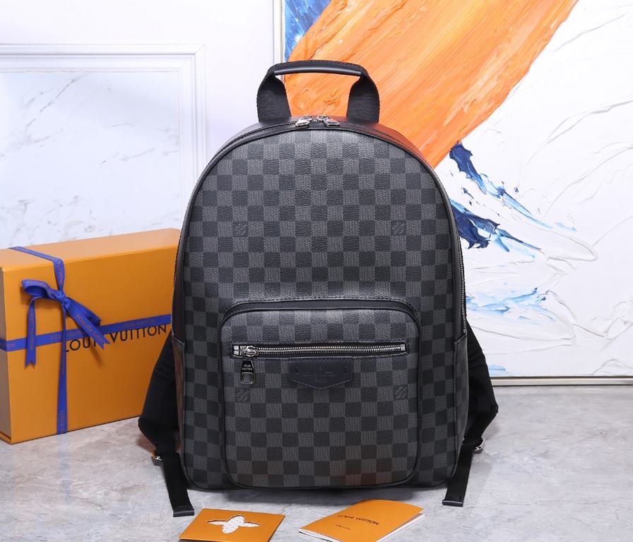 Top Original   Full Steel Pull Tab  Louis Vuitton M41473 Black Check Shoulder Bag   Featuring crisp lines and minimalist styling, this new Josh shoulder bag is crafted from iconic Damier check canvas with refined cowhide