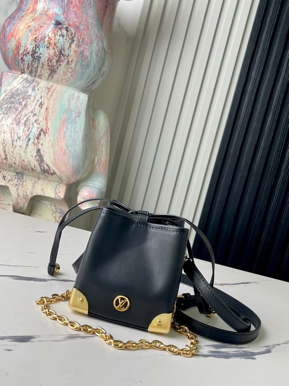 【Top Original Exclusive Real】M82886 M82885 Black Full Leather Mini Bucket Bag Burnt Wheat Bag Series Zjs jh Online Only Handbags A modern and sophisticated Noepers presented in Monogram Reverse canvas material. A special