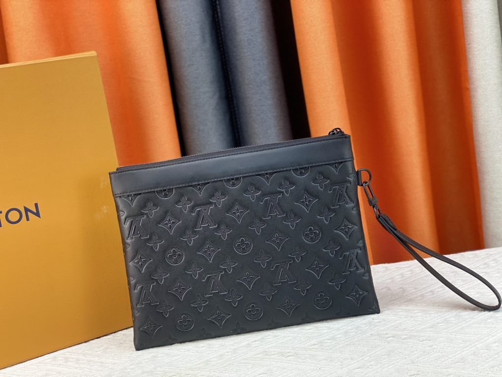 M81848 M81569 M82079 Exclusive! From Louis Vuitton's late 2022 Room with a View collection, the To-Go clutch is a poetic sunrise on Monogram Eclipse canvas, with floating clouds spelling out the LV logo and a vision of a