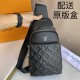 The latest style ＜LV＞ men's   chest bag   hot shipping   (physical photos   without adding any effect) original imported first layer cowhide   leather feel soft and comfortable   thoughtful design headphone cable drillin