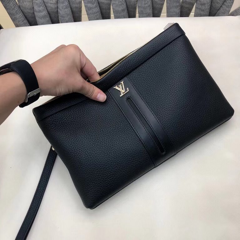 LV Strong]Fashion Casual Clip Bag    Imported Leather The market is the only home of a five sex gold Please recognize the quality quasi-quality Not the same amount of quality is not the same kind of temperament, 8059 Bla