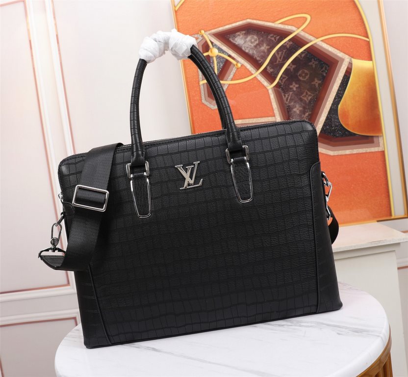 【Top Original Quality】 2022 Newest LV Double Pull Briefcase The original European imported cowhide sketches the iconic lines, made with imported equipment, fashionable and trendy, counter quality, more zipper pockets and