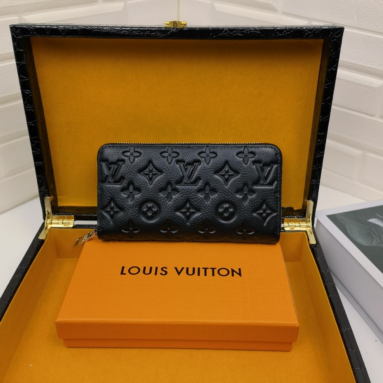 () [Original] LV Louis Vuitton  [Model] 666060 small wallet [Size] 19-10-2.5cm [Color] black high-end quality (original authentic) [Material] LV counter purchases classic  original imported   cowhide  authentic imported 