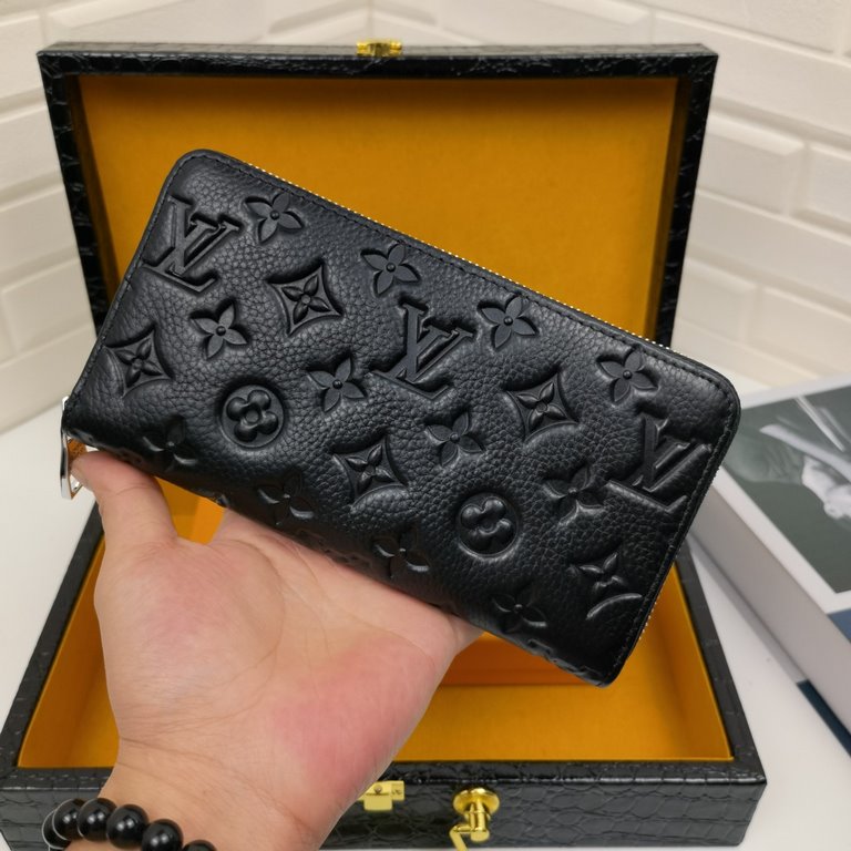 () [Original] LV Louis Vuitton  [Model] 666060 small wallet [Size] 19-10-2.5cm [Color] black high-end quality (original authentic) [Material] LV counter purchases classic  original imported   cowhide  authentic imported 