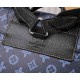 M46338This 41379 Christopher medium shoulder bag is made from coated canvas, with Monogram flowers and LV logos illuminating the dark background. Color-blocked stitched leather trim and LV monogrammed leather appliqués a