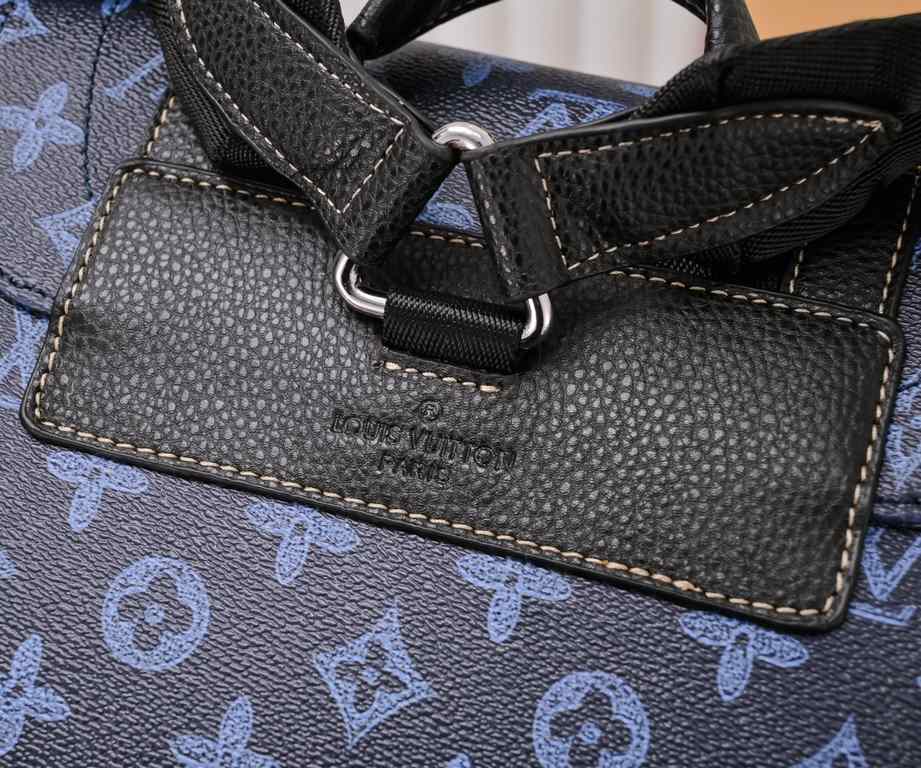 M46338This 41379 Christopher medium shoulder bag is made from coated canvas, with Monogram flowers and LV logos illuminating the dark background. Color-blocked stitched leather trim and LV monogrammed leather appliqués a