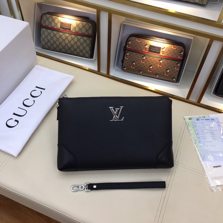 Original single goods [love] LV original single genuine new counter the same high-end men's casual clutch   workmanship super refined and elegant. With imported raw materials cowhide counter special hardware and special 