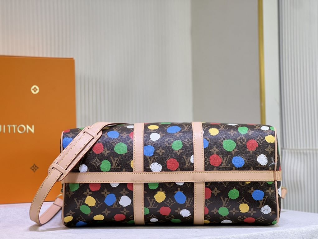 Upgraded Double-sided Yellow Leather Original Packaging M46400 46377 41416 From the Louis Vuitton x Yayoi Kusama collaborative collection, the LV x YK Keepall 45 travel bag celebrates the fusion of artistic creativity an