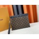 M81848 M81569 M82079 Exclusive! From Louis Vuitton's late 2022 Room with a View collection, the To-Go clutch is a poetic sunrise on Monogram Eclipse canvas, with floating clouds spelling out the LV logo and a vision of a