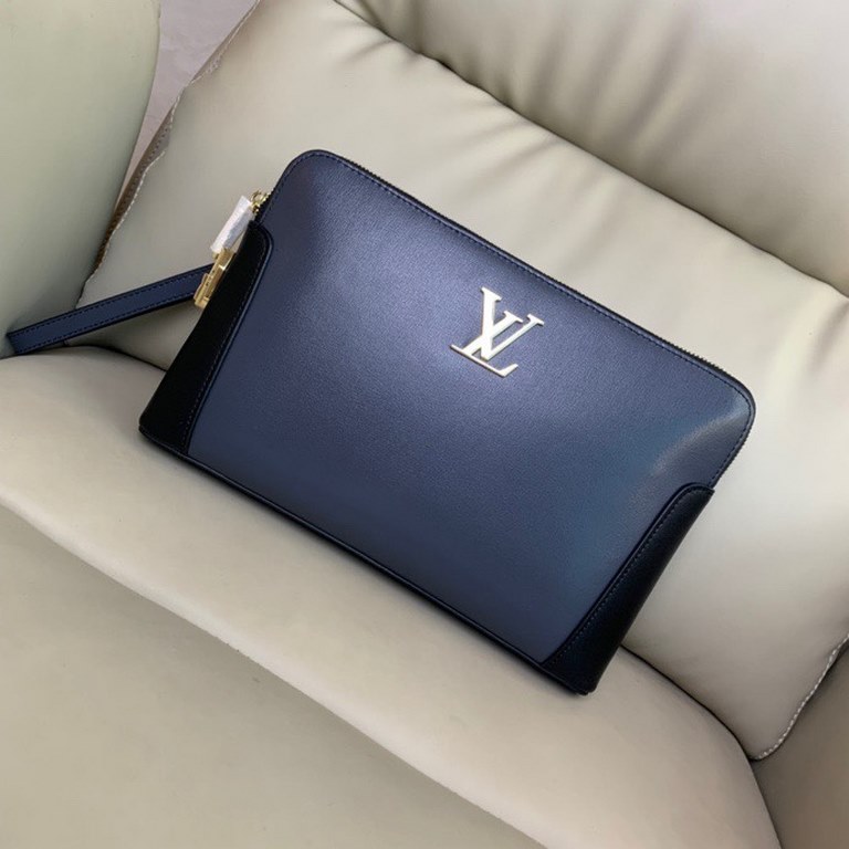 Top counter rats high-end goods 2023 latest hot models LV double zipper password lock imported head layer cowhide clutch bag hot models a large number of shipments, clamoring counter goods   top original single goods   p