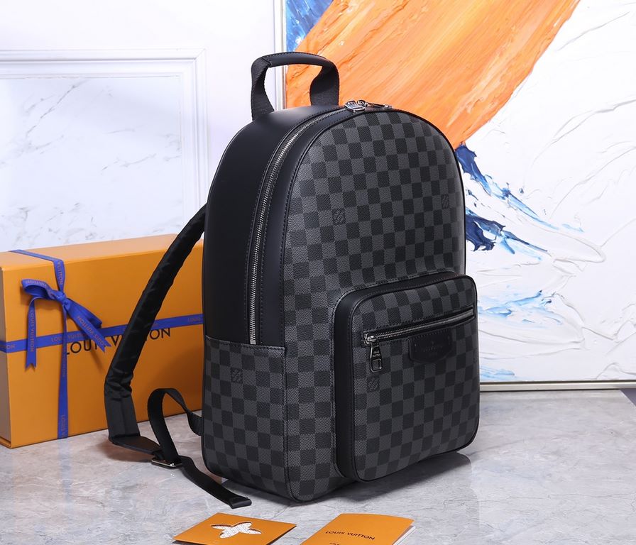 Top Original   Full Steel Pull Tab  Louis Vuitton M41473 Black Check Shoulder Bag   Featuring crisp lines and minimalist styling, this new Josh shoulder bag is crafted from iconic Damier check canvas with refined cowhide