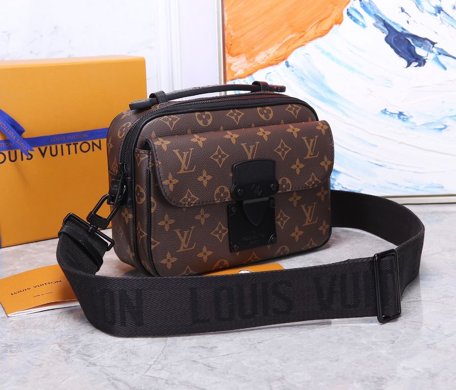 Top quality original  Original development, all-steel hardware    This S Lock messenger bag in Monogram Macassar canvas features a new closure inspired by Georges Vuitton's hard case closure designed in 1886. A special f