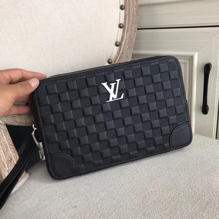 (burst) LV men's high-end handbag clutch. Inside and outside are top materials, top imported original ... leather (Italy imported cowhide) ultra-high definition hardware logo logo, top special hardware, high-end velvet l