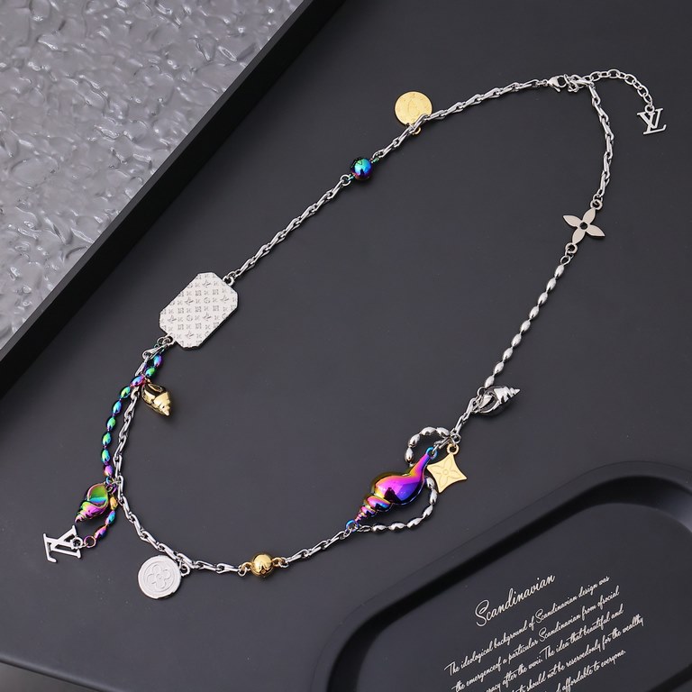 2024 New LVLouis Vuitton SHELL colorful conch multi-layer necklace