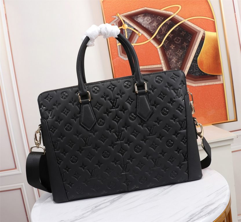 Top counter rats high-end goods 2022 latest hot models LV double zipper imported head layer cowhide handheld briefcase hot models a large number of shipments, clamoring counter goods   top original single goods   paper t