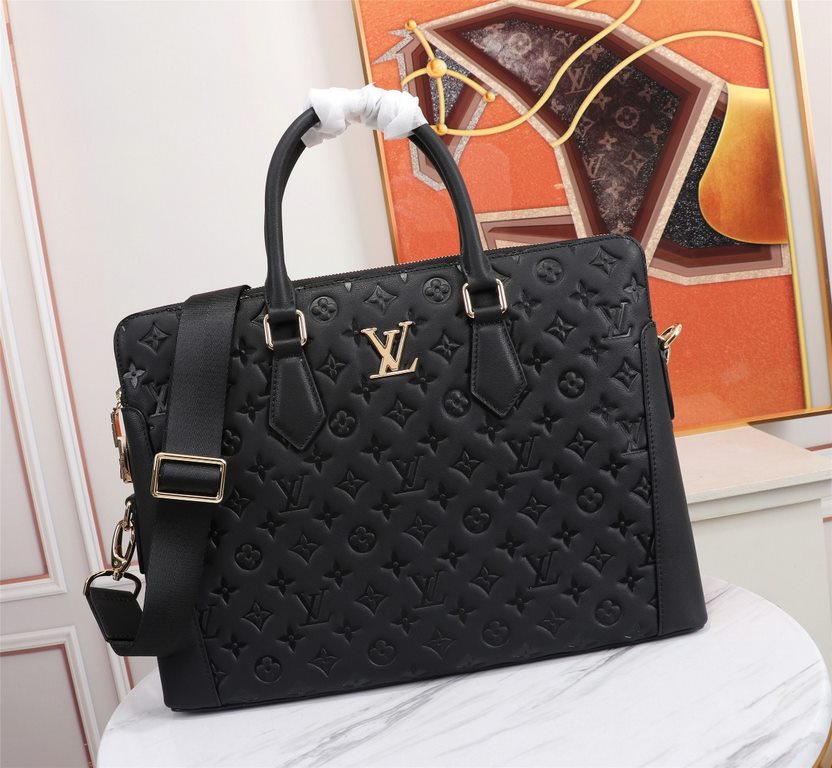 Top counter rats high-end goods 2022 latest hot models LV double zipper imported head layer cowhide handheld briefcase hot models a large number of shipments, clamoring counter goods   top original single goods   paper t