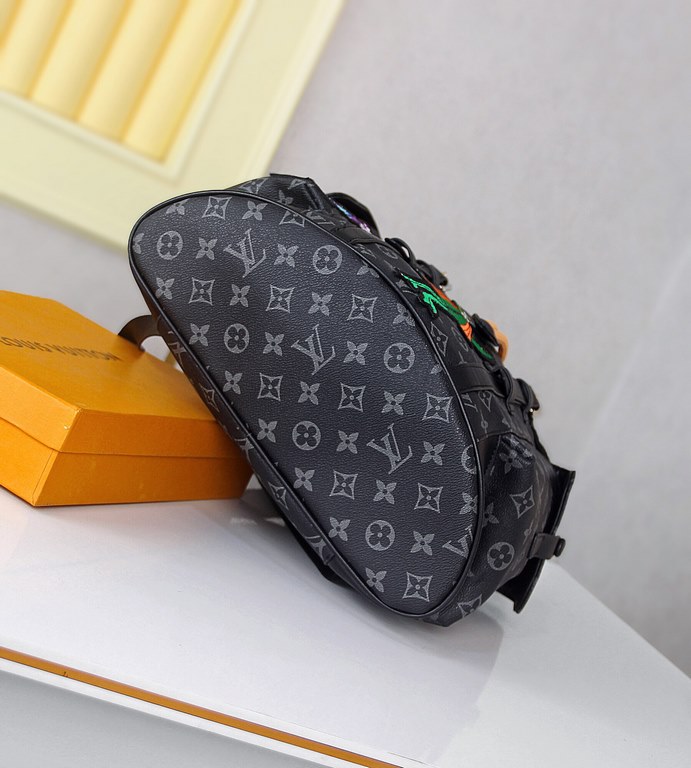 [LV 9048 duffel bag]     doll  embroidered Christopher small duffel bag in Damier Graphite canvas. Printed with the brand's logo in colorful interwoven letters. Menswear Artistic Director Virgil Abloh's new colorful inte