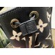 M46291 Grey Grams This Nano Noé bag is printed and embossed in leather with LV's alphabet and Monogram florals for an eye-catching look that will captivate the eye. Plenty of room for your daily needs, with an adjustable