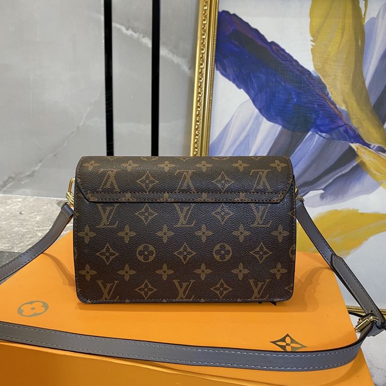 New LV Old Flower With Leather Flap Shoulder Crossbody Bag, Model 66832 , With Shoulder Strap, 2021 Spring New Fashion Women's Bags Shoulder Bag Old Flower Leather Shoulder Leather Handbag with Leather Strap, Internal Th