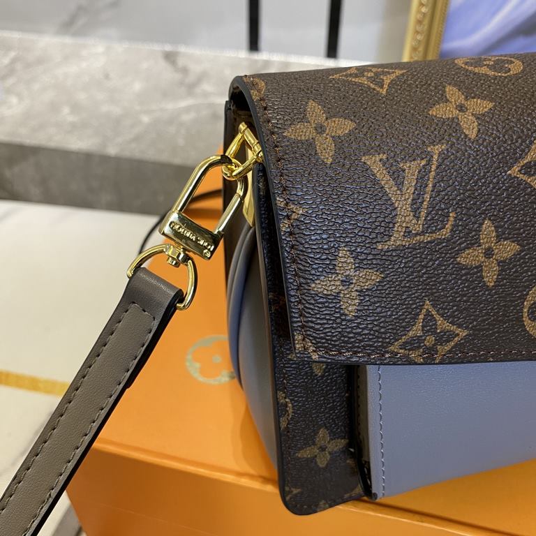 New LV Old Flower With Leather Flap Shoulder Crossbody Bag, Model 66832 , With Shoulder Strap, 2021 Spring New Fashion Women's Bags Shoulder Bag Old Flower Leather Shoulder Leather Handbag with Leather Strap, Internal Th