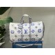 lv2023 Paris Early Autumn Women's Travel Bag, G10916, 41416, 50cm, arrived.23FW women's series, the summer atmosphere in the lv spring new bag inside to get fully embodied, creamy white leather and aqua blue, purple prin