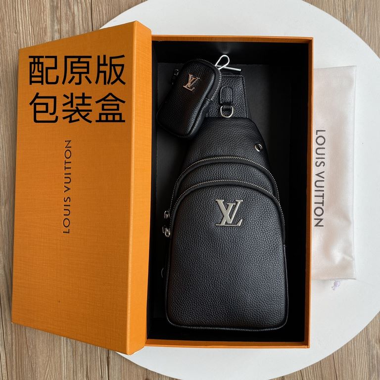 LV [Distribution of the original box].   new men's chest bag tide brand   the most trendy and hottest models Imported original cowhide, feel first-class   workmanship is very exquisite   show fashion and trend, presentin