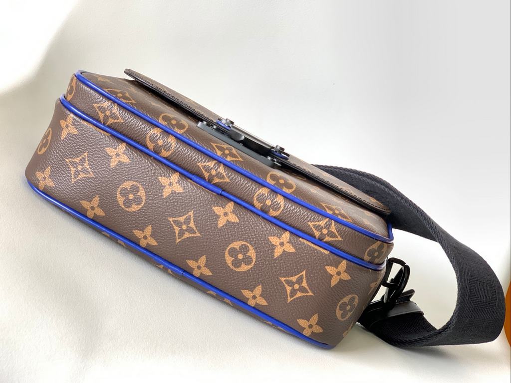 Top quality original and exclusive This S Lock messenger bag M58489 embossed M45806 black M45836 blue M46243 purple M46246 green is made of Monogram Macassar canvas and features a new closure inspired by Georges Vuitton'