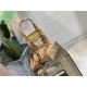 M81724 The Garden of LV capsule collection inspired by the Louis Vuitton FallWinter 2022 runway show is accompanied by a nanobucket made of metallic floral print canvas. A mini bucket bag featuring 2 adjustable leather h