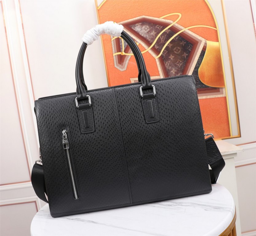 [TOP ORIGINAL QUALITY] 2022 Newest LV Briefcase The original European imported cowhide sketches the iconic lines of ostrich pattern, made with imported equipment, fashionable and trendy, counter quality, more zipper pock